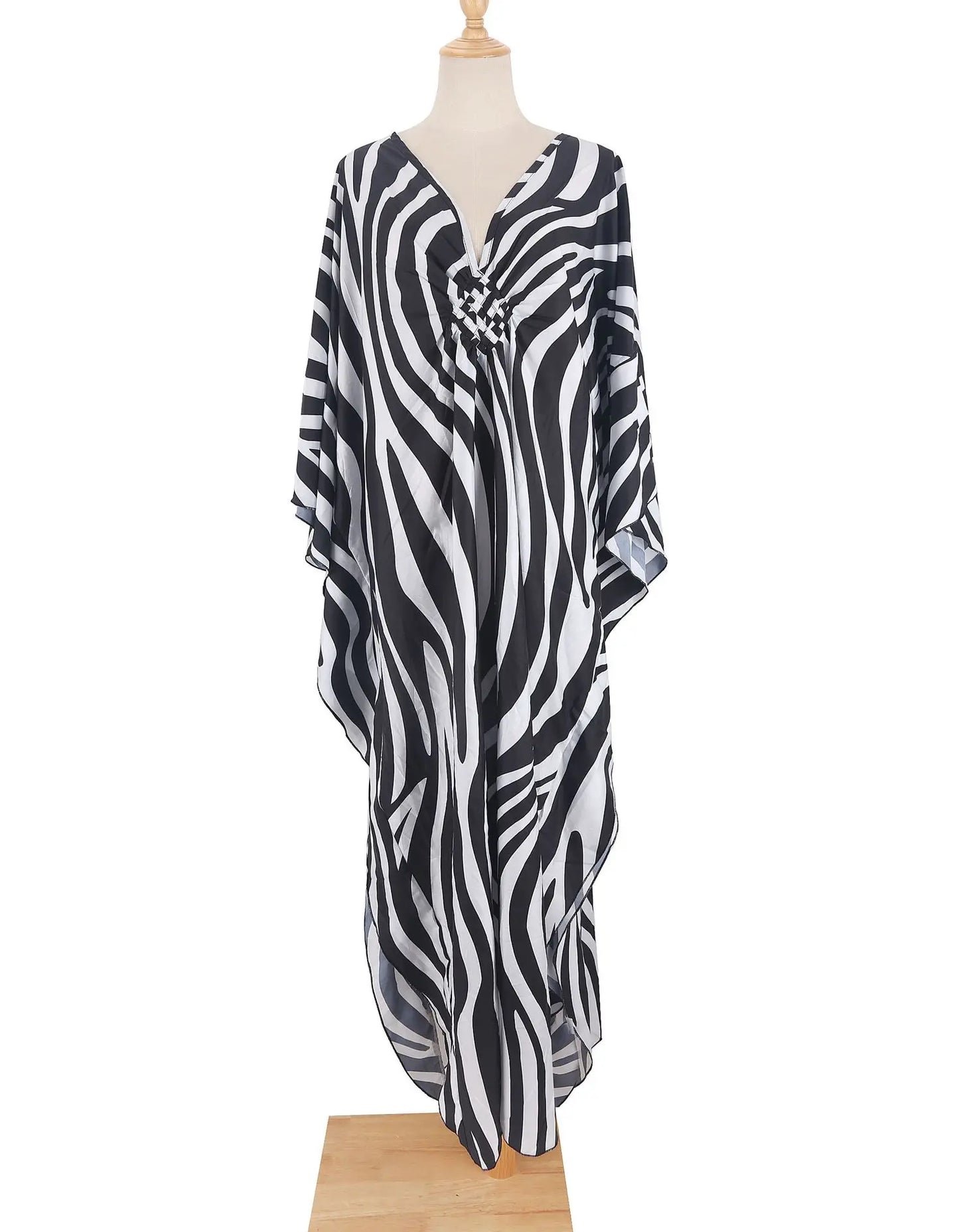 Vestidos caftán de talla grande para mujer, vestido caftán con cuello ondulado, vestido playero largo extragrande. 
