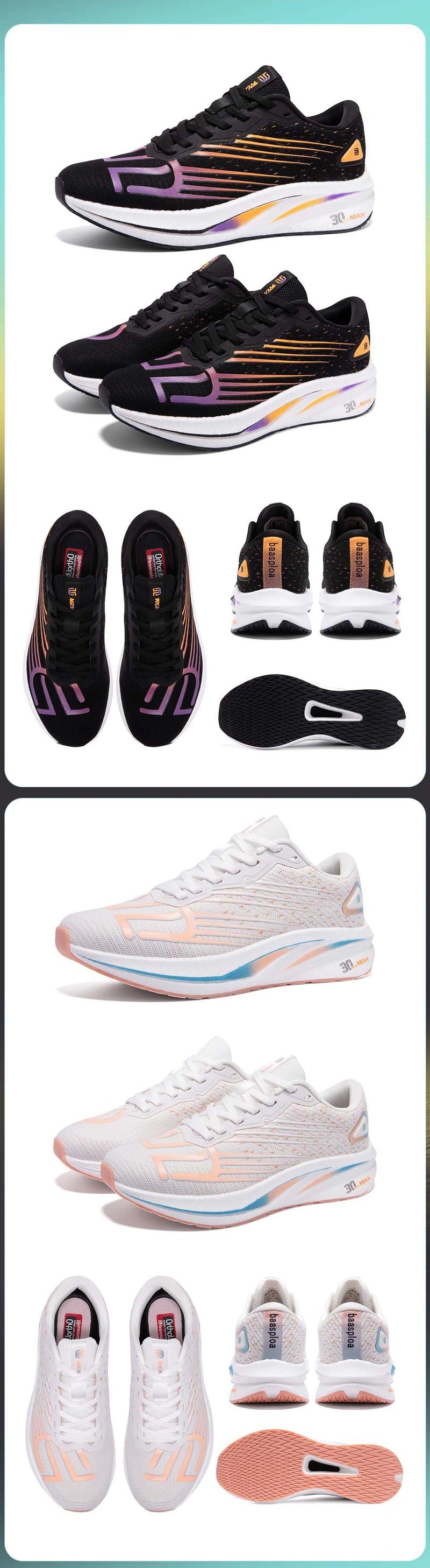 Baasploa Women Professional Running Shoes Outdoor Carbon Plate Non Slip Sports Shoes Female Casual Breathable Jogging Sneakers