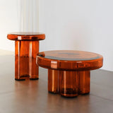 Artistic Glass Coffee Tables, Creative Design End Tables for Living Room , Stylish Accent Tea Table with Various Sizes & Colors