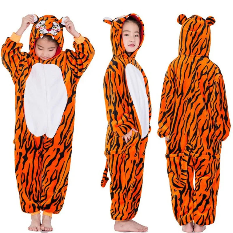 Cartoon Kigurumi For Children Kids' Animal Onesie Pajamas Dog Wolf Dragon Dinosaur Halloween Carnival One-piece Costume Homewear