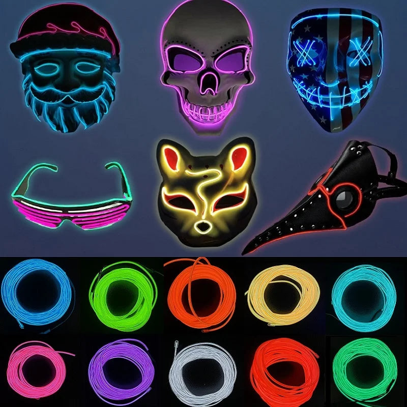 Flexible Neon Light 1M/2M/3M/5M EL Wire Led Neon Dance Party Atmosphere Decor Lamp RopeTube Waterproof Multicolor Led Strip Red