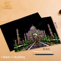 2 Sheets Scratch Paper Art Kit DIY Craft World Landmarks Animals City Scene Stylus Drawing Toy Adult Stress Relief Creative Gift