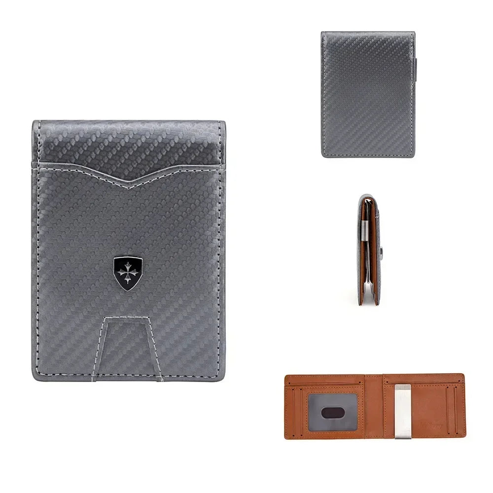 Minimalist men's wallet card bag new baellerry RFID anti-theft brush double fold cross leather card wallet  credit card holder