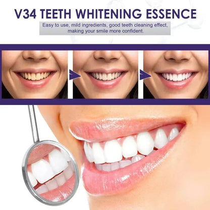 Pasta dental blanqueadora morada V34 de 30 ml. Elimina manchas, reduce el amarilleo y cuida tus dientes, encías, aliento fresco y blanquea los dientes.