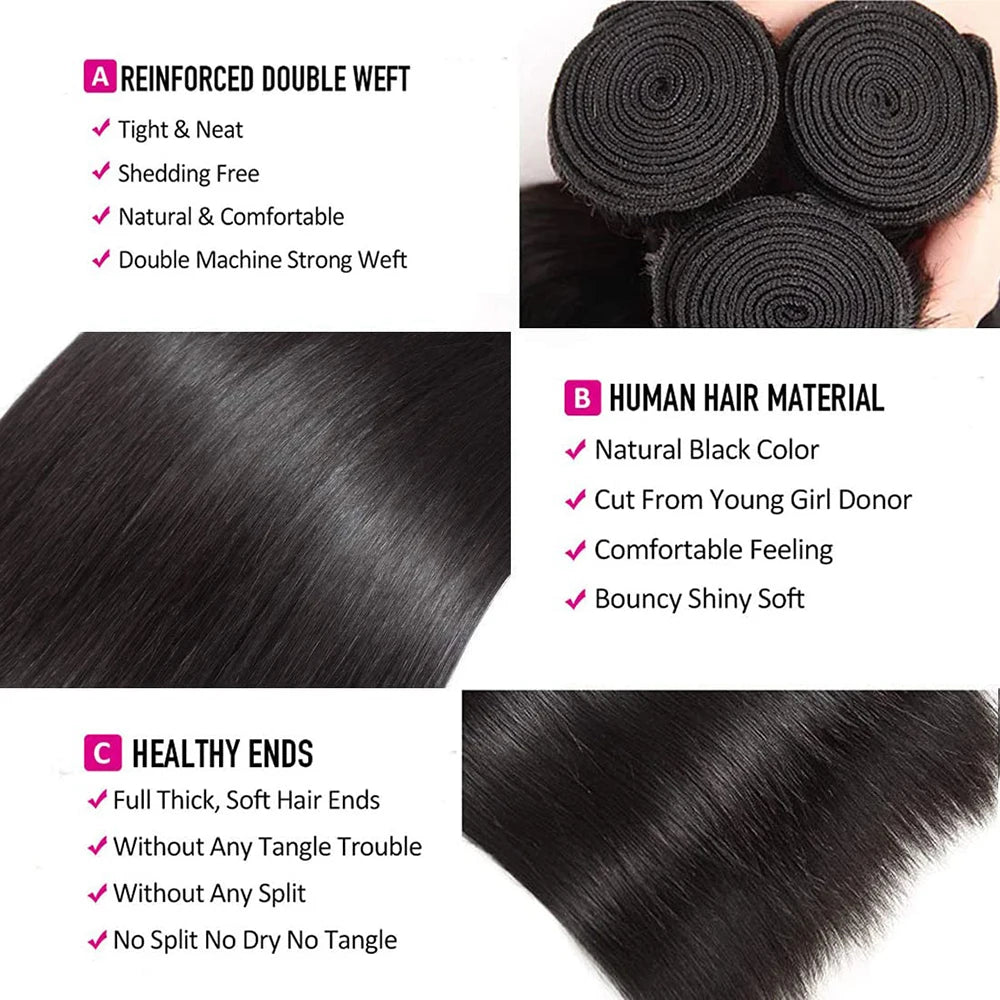 Extensões de cabelo Humano natural liso Mechas Premium