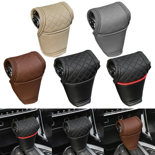 1 funda de cuero sintético para palanca de cambios de coche, protector de pomo de cambio, accesorios interiores de automóvil.