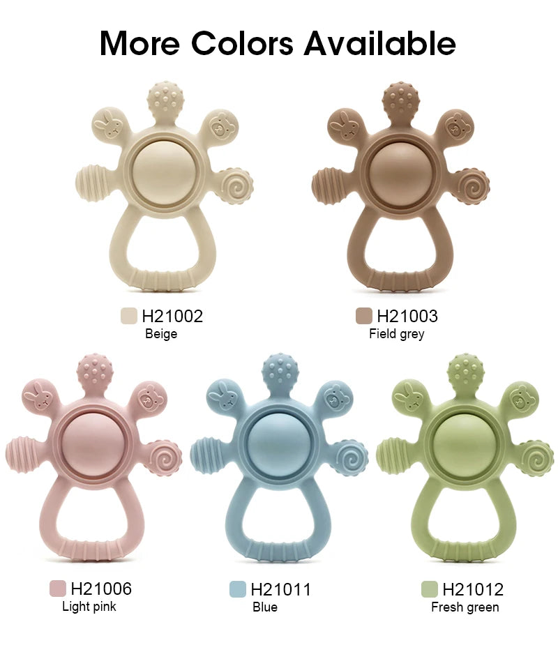 2025 new Teething Silicone Palm Rattle Teether bunny - Safe Baby Chew Toys for Soothing Sore Gums