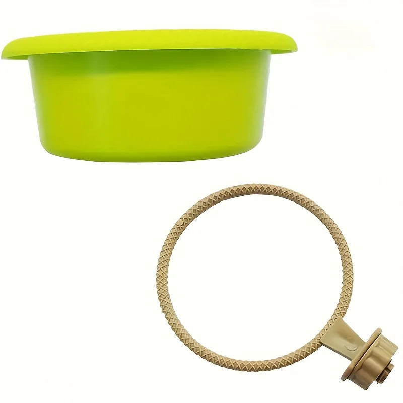 Small Bird Cage Bath Tub with Mounting Ring Bright Green Plastic Bowl for Parrot Canary Bathing Feeding 12cm Diameter