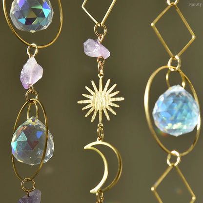 Colgante de cristal para jardín, atrapasol, campanillas de viento, prisma arcoíris, cadena de cristal para ventana, campana colgante, árbol de Navidad, decoración del hogar