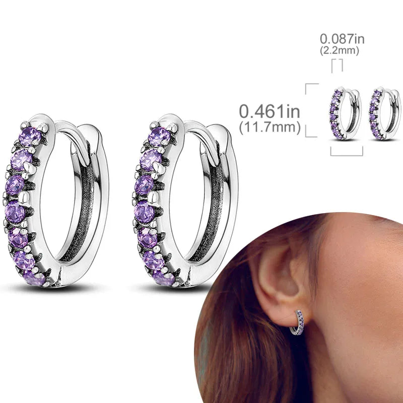 925 Sterling Silver Hypoallergenic Hoops Earrings com zircônia, jóias elegantes para mulheres e meninas, alta qualidade