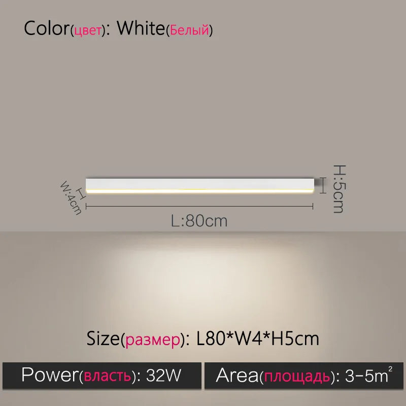 Modern Long Strip Ceiling Light Surface Mounted Minimalist Aisle Lamp Living Room Bedroom Kitchen Home Office LED Lighting