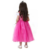 Girl Pink Dress Aurora Cosplay Costume Princess Deluxe Outfit Children Summer Brthday Party Elegant Gown Fairy Disguise Sets