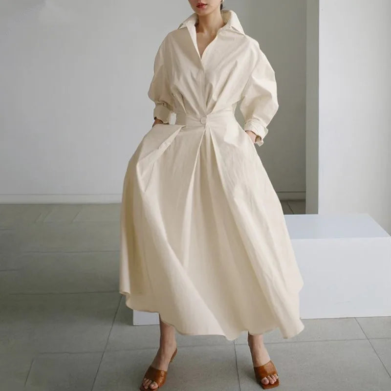 Vestido elástico suelto de cintura alta que adelgaza el vestido elegante del temperamento Primavera Verano moda playa ropa femenina de talla grande