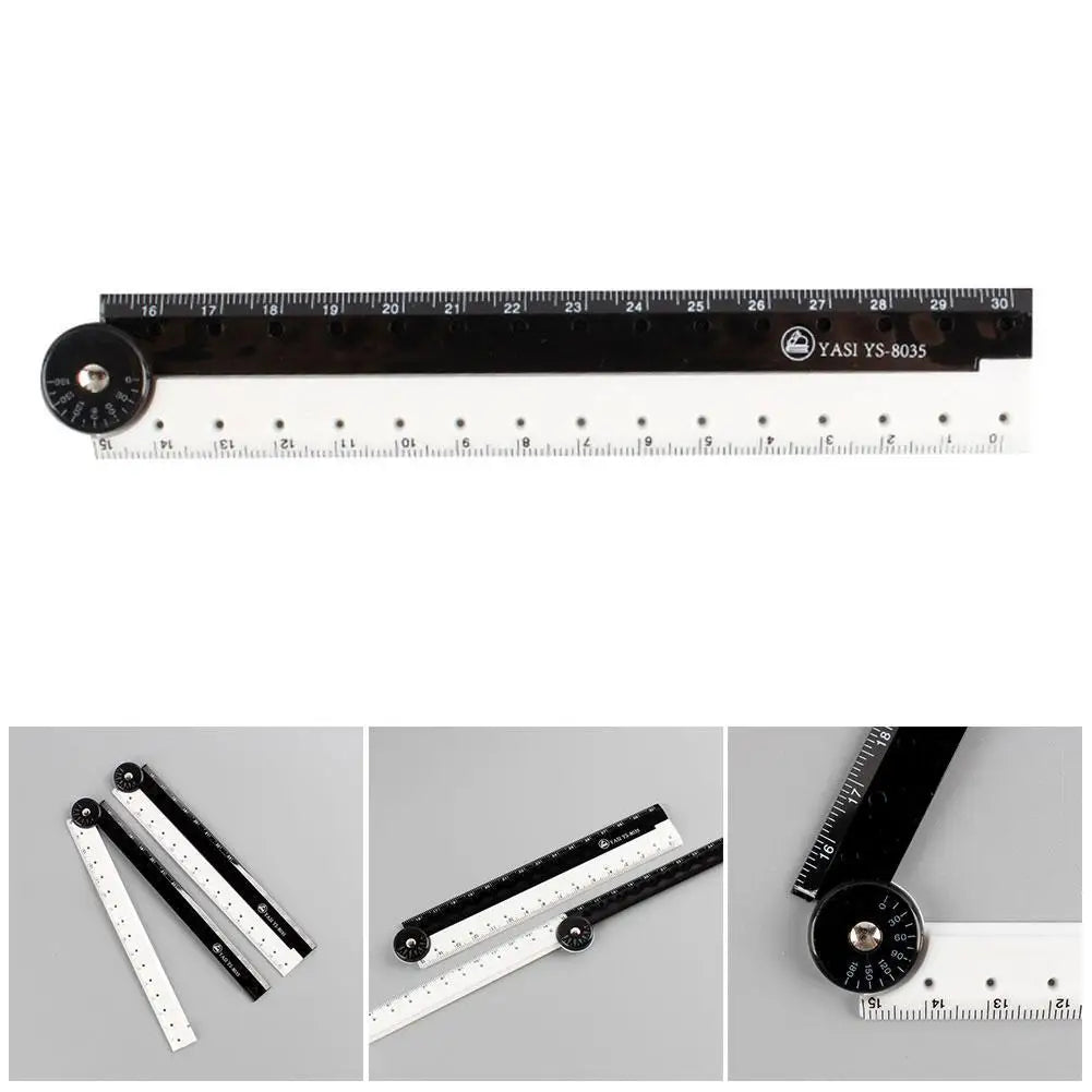 Folding Ruler Black And White Simple Graphic Primary Creative Birthday School Gift Stationery Drawing Student School Supply 1pcs