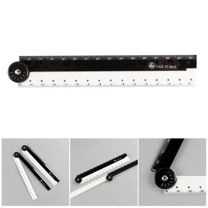 Folding Ruler Black And White Simple Graphic Primary Creative Birthday School Gift Stationery Drawing Student School Suppli 1pcs