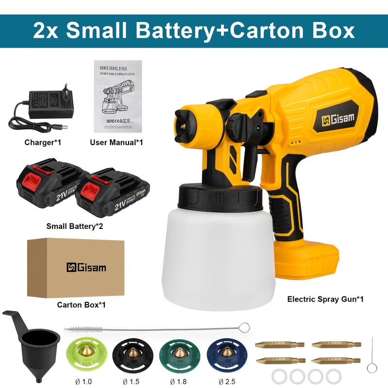 1000ML Brushless Electric Spray Gun Cordless Paint Sprayer HVLP Auto Furniture Steel Coating Airbrush For Makita 18V Battery