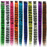 Synthetic One Card Hair Extension Wig Hair For Women Long Straight Clip-in Colored Zebra Line Feather Hair Extensions Fake Hair
