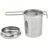 Colador de té de acero inoxidable de primera calidad con asa plegable extensible, colador de té suelto con tapa, antiescaldaduras, filtro de té multifuncional, 1 pieza 