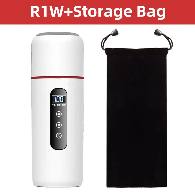 Electric kettle 12V 24V portable car heating cup 500 ml travel heating smart stainless steel insulation artifact OLED display