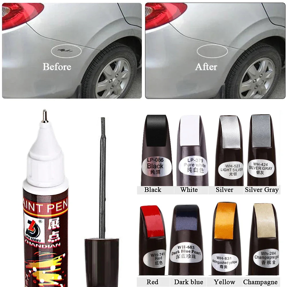 Car Paint Scratches Repair Pen Brush Waterproof Paint Marker Pen Car Tyre Tread Care Automotive Maintain Black White Red Silver