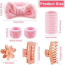 16 Pcs Face Wash Headband Wristband Hair Clips Ponytail Holders Set Soft Spa Bowknot Headband Hair Claw Clips Elastics Hair Tie