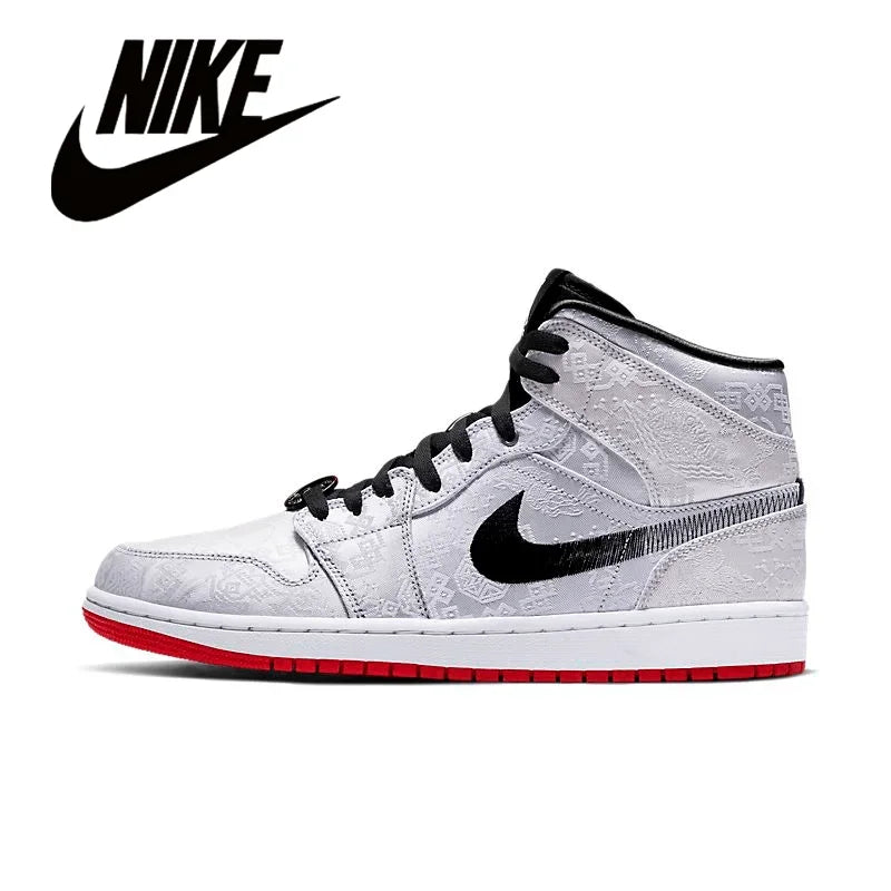 Nike Men's Shoes Air Jordan 1 High AJ1 White Black High Top Retro Basketball Shoes