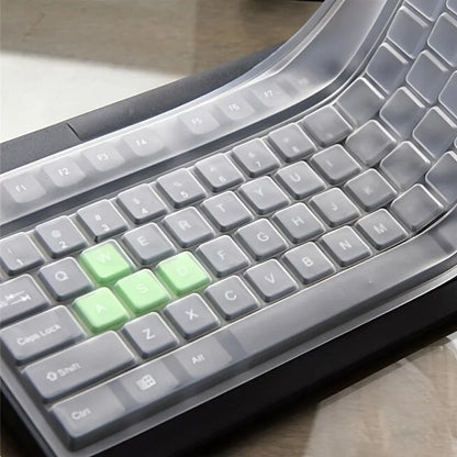 Protector de silicona universal para teclado, funda protectora para PC de escritorio, transparente, de gel de sílice, cóncavo y resistente a golpes.