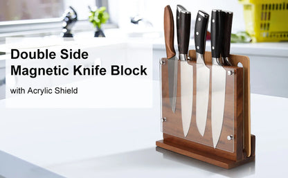 Magnetic Knife Holder With Acrylic Shield Double Side Knife Block Multifunction Storage Knife Stand for Kitchen Cutlery Display