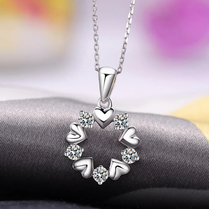 Colar feminino em prata esterlina 925, simples irregular coração e lua, gargantilha geométrica artesanal, joalheria fina, moda