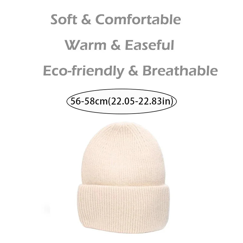 New Winter Korean Version Candy Color Rabbit Fur Fashion Simple Baotou Hat Women's Plush Thermal Knit Hat Cold Hat Pullover Hat