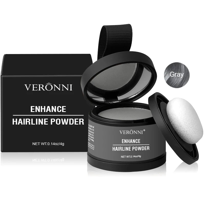 Polvo corrector de línea de cabello esponjoso, fibras temporales para cabello negro, raíces, cobertura de canas, polvo de sombra de línea de cabello al instante 