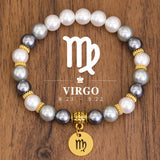 12 constelações pulseira de aço inoxidável pingente taurus capricórnio escorpião libra concha contas acessórios pulseira feminina presente