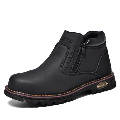 Zapatos de trabajo para hombre, zapatos de seguridad impermeables, botas de cuero antichispas para hombre, zapatos de soldador antideslizantes y antiperforación para hombre, zapatos de trabajo negros.