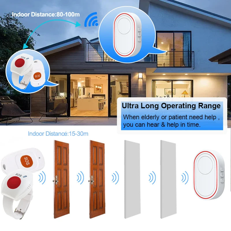 Botón de pánico de emergencia Topvico Tuya con wifi para personas mayores, alarma SOS, pulsera inalámbrica para cuidadores, buscapersonas, reloj, llamada, alerta de caídas