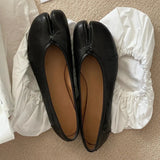 Fashion Soft Leather Split Toe Women Tabi Ballet Flats Spring Autumn Comfortable Walking Lazy Loafers Casual Girls Dance Shoes