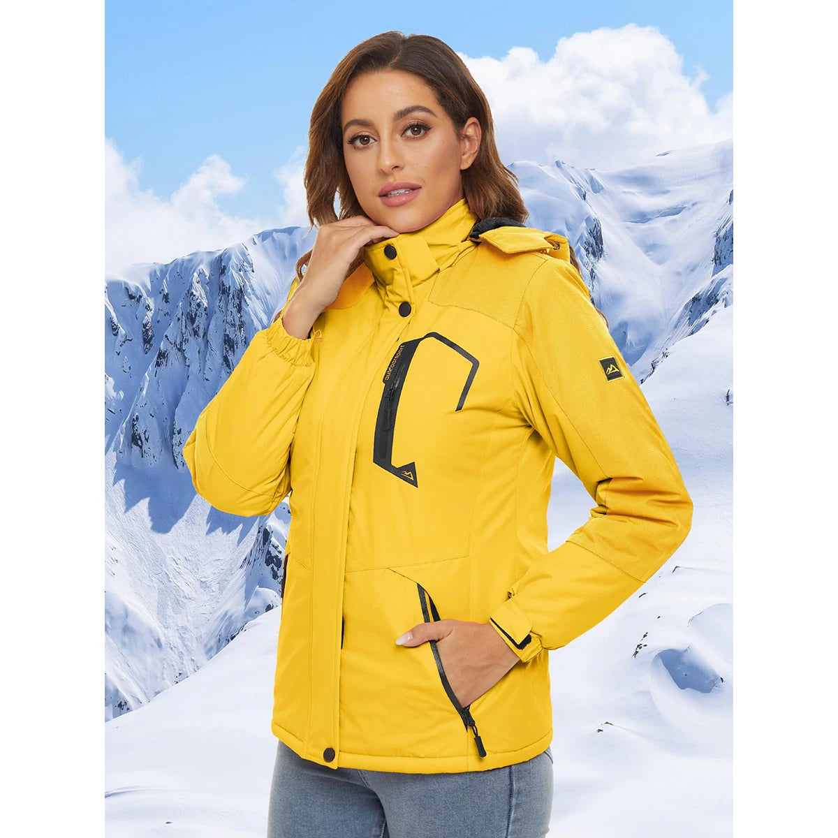 MAGCOMSEN Women's Warm Winter Fleece Lined Hooded Jackets Snowboard Coats Waterproof Ski Jacket Snow Hiking Outdoor Parkas