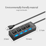 Adaptador de corriente USB 3.0, concentrador divisor multiUSB de 4/7 puertos, concentrador USB 2.0, conmutador expansor múltiple USB, concentrador de cable de 30 cm, estaciones de acoplamiento