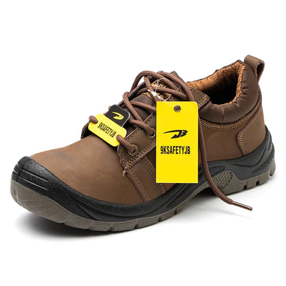 Safety shoes men's leather welding shoes anti-smashing, anti-puncture, non-slip sports Steel toe soft work boots for women