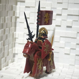 New Medieval Knights Red Lion Black Eagle Castle Soldier Green Dragon Action Figures Cavalry Building Block Military Toy Gifts