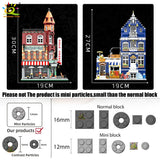 HUIQIBAO Toys MOC City Corner Coffee Shop Architecture Style Street View Micro Building Blocks for Children Construction Bricks