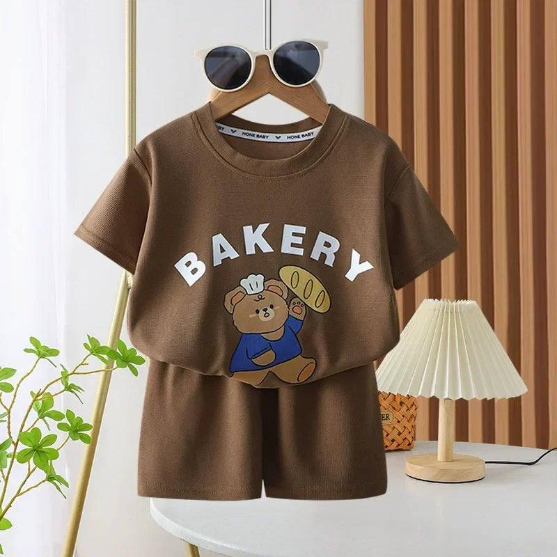 2Pcs Children Tshirt Shorts Sets Baby Summer Clothes Boy Girl Fashion Short Sleeve Pants Suit Leisure Outfits Kids Costume