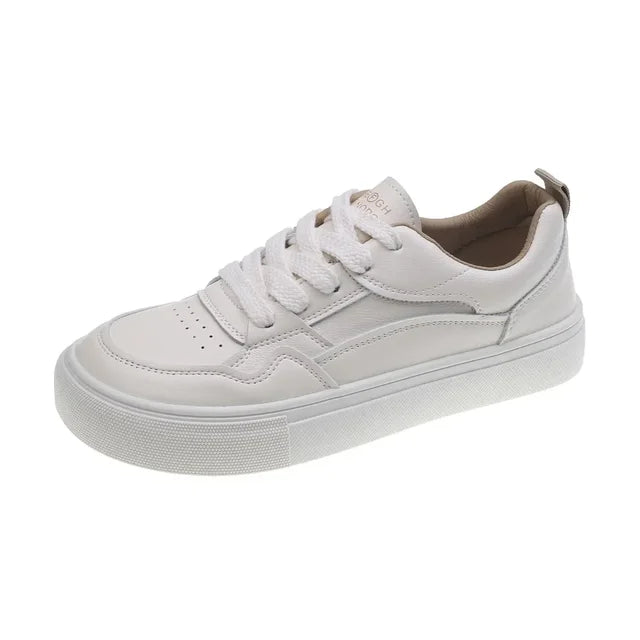 Pouco branco sapatos femininos tênis zapatillas novo respirável couro genuíno sapatos femininos casuais esportes sapatos de tabuleiro tênis