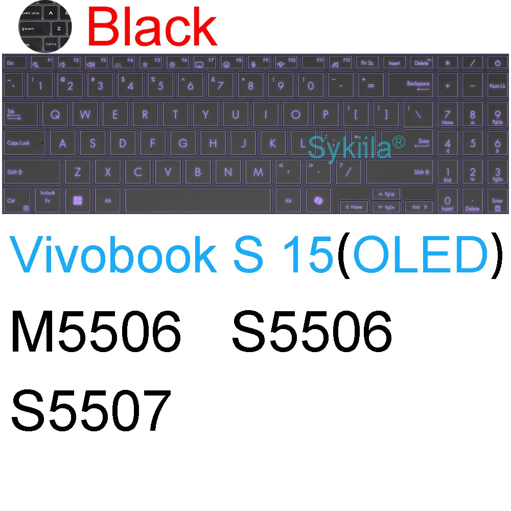 Keyboard Cover for ASUS Vivobook Pro 15 15X OLED GO S S15 N6506 S5507 S5506 M5506 X1505 M1505 K3504 Silicone Protector Skin Case
