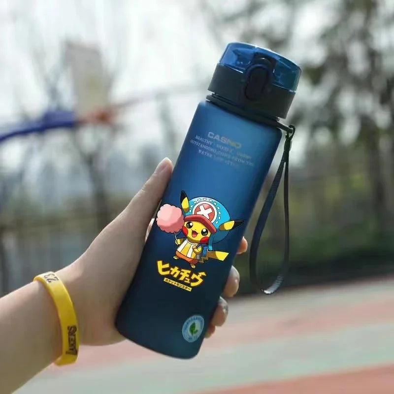 Anime Pokemon Portable Plastic Water Bottle 560ML Ash Ketchum Pikachu High Capacity Insulation Outdoor Water Cup for Kids Gift