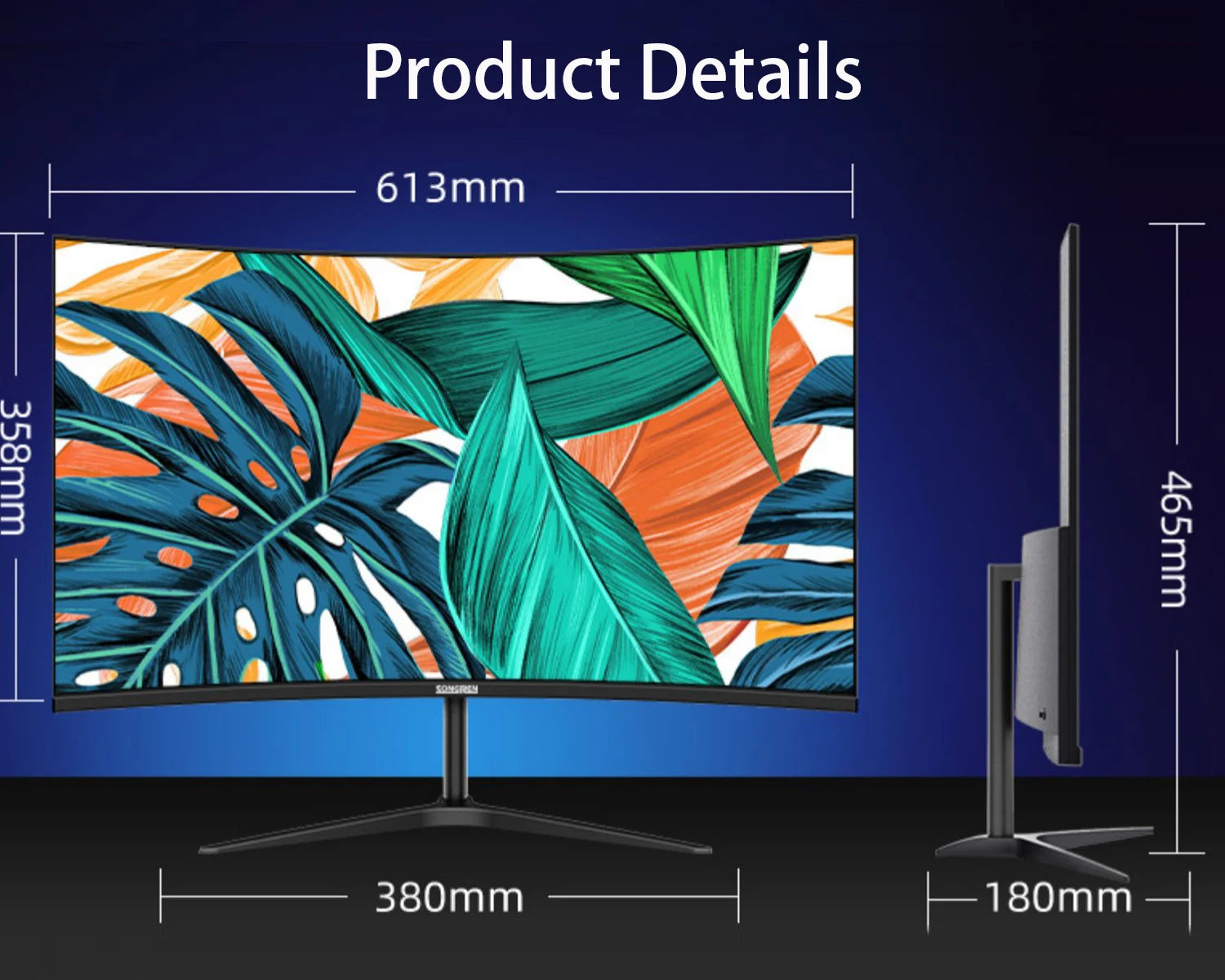 27 Inch Curved Monitor 75Hz 2ms Desktop PC LCD FHD Computer Display Gaming IPS Panel Screen LED 1080P Desktop Display