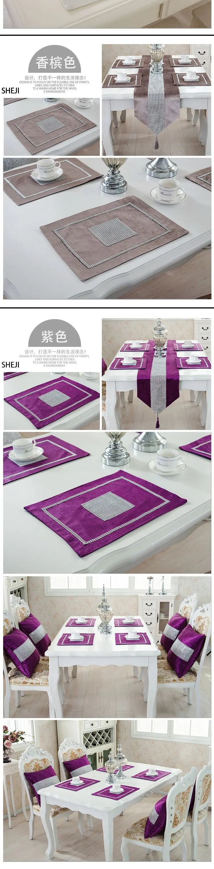 Heat Resistant Dining Table Mat Diamond Embedded Anti Slip Western Dining Pad Cushion Home Use Tablecloth Accessories