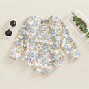 Kids Baby Girl Summer Swimwear Floral Print Backless Ruffles Long Sleeve Bodysuit Bathing Suit Girls Beachwear 0-4 Years