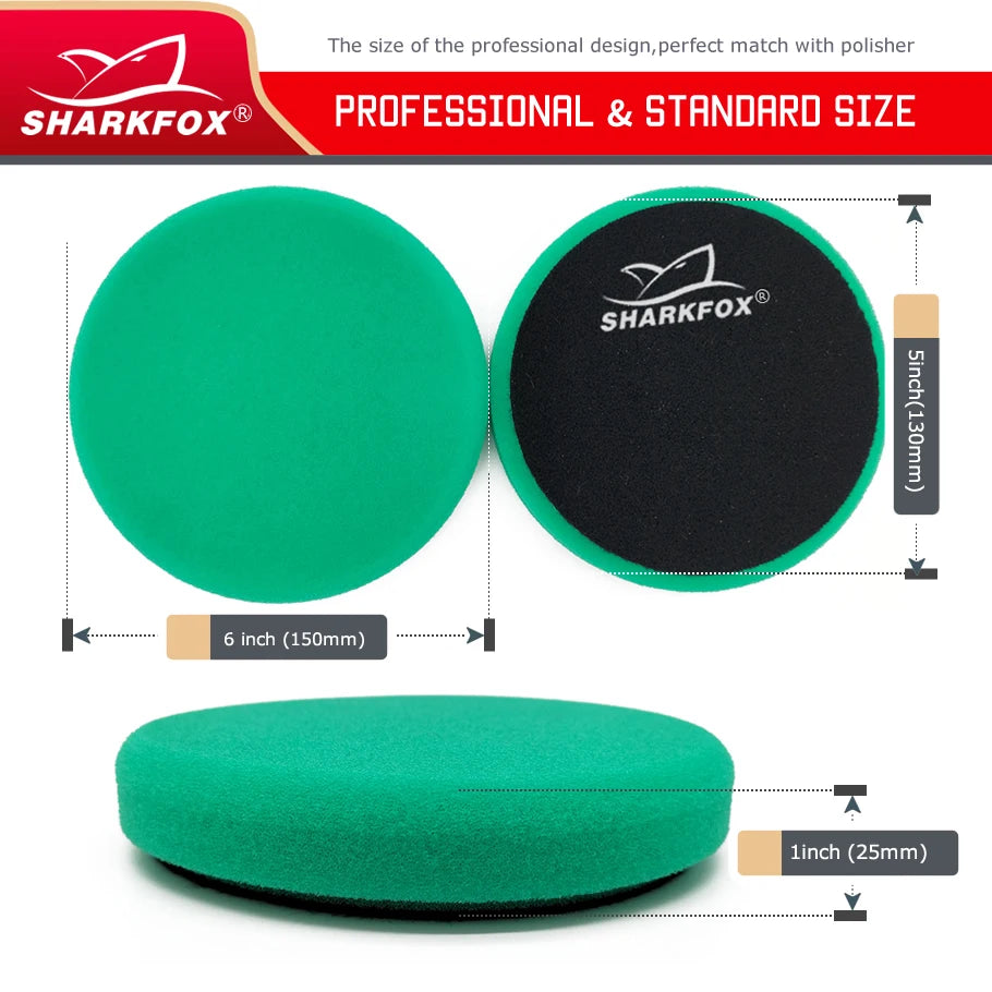 Sharkfox 5"(125mm) / 6"(150mm) Car Sponge Buffing Polishing Pads For DA/RO/GA Car Buffer Polishers
