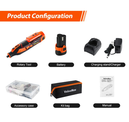 WORKPRO 12V Cordless Rotary Tool With Charger 5-speed 2.0Ah Mini Electric Grinder Machine Polishing Tools  & 114 Accessories
