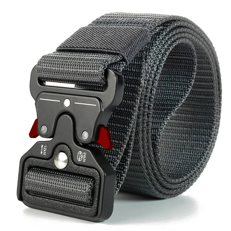 Cinturón táctico con hebilla de plástico Red Ears para hombre, multifuncional, estilo militar, de lona, ​​para entrenamiento al aire libre, de nailon sintético.